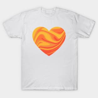 Molten Fire Ball Abstract Liquid Artwork Heart T-Shirt